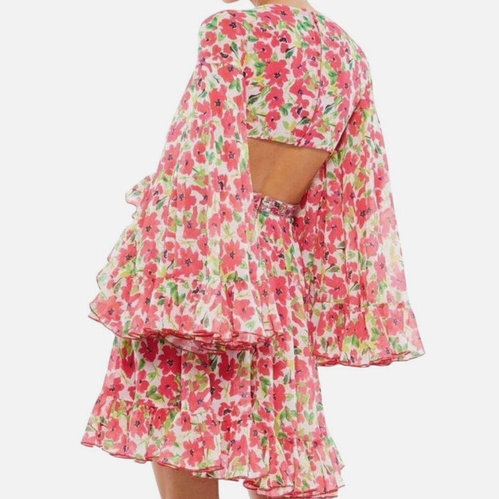 Mac Duggal Lenna Floral Cut Out Mini Dress - Picture 2 of 9